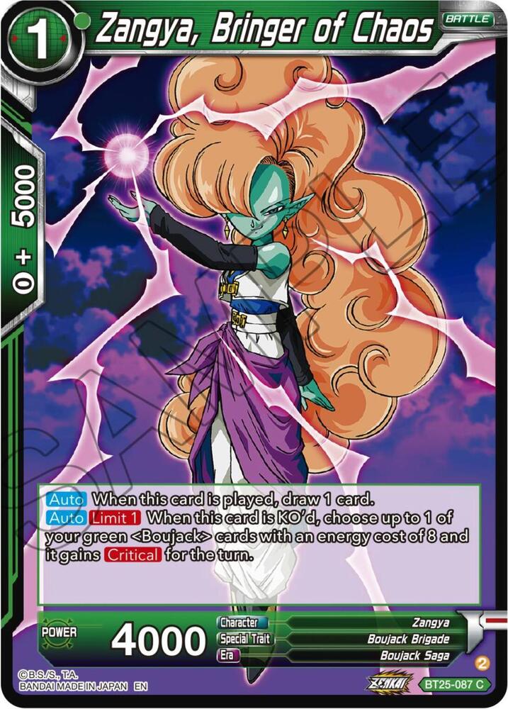 Zangya, Bringer of Chaos BT25-087 card from Legend of the Dragon Balls