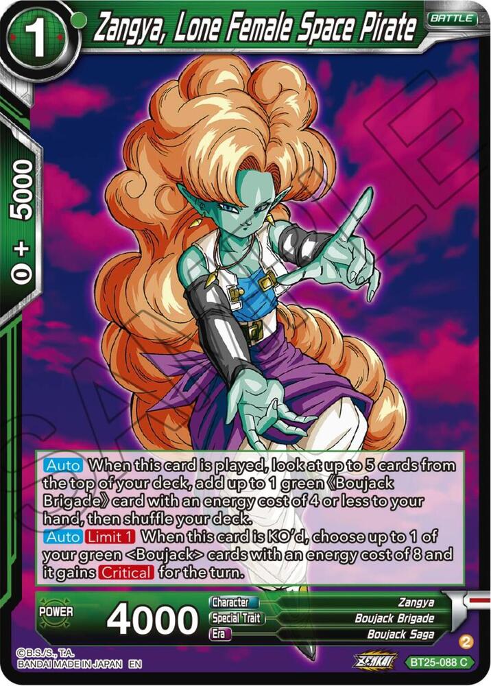 Zangya, Lone Female Space Pirate BT25-088 card from Legend of the Dragon Balls