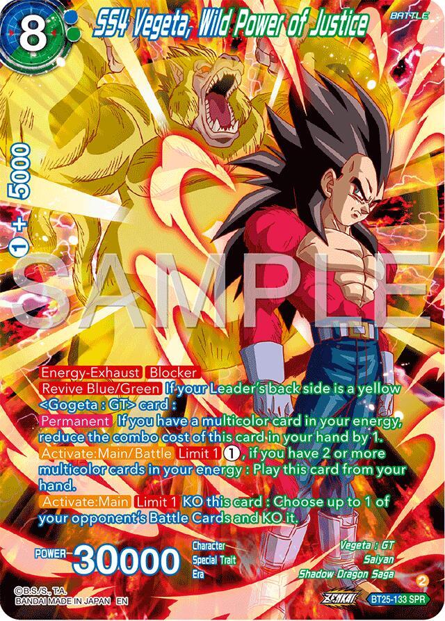 SS4 Vegeta, Wild Power of Justice (SPR) BT25-133 card from Legend of the Dragon Balls
