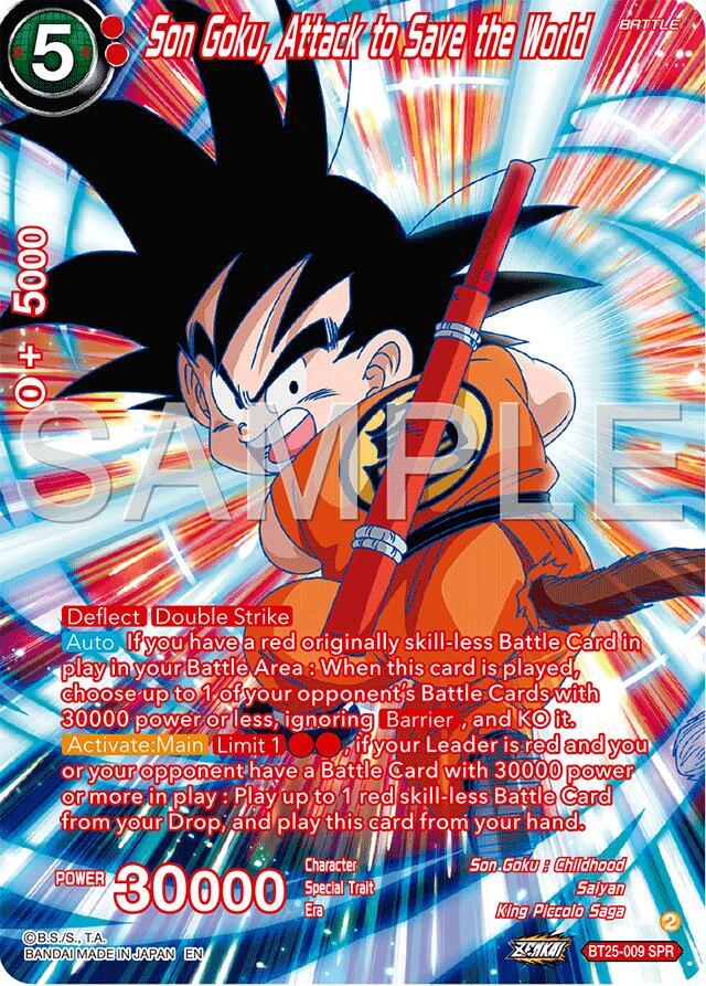 Son Goku, Attack to Save the World (SPR) BT25-009 card from Legend of the Dragon Balls