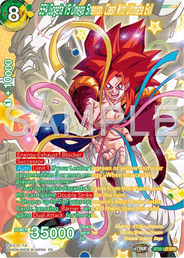 SS4 Gogeta VS Omega Shenron, Clash With Ultimate Evil (SPR) BT25-137 card from Legend of the Dragon Balls