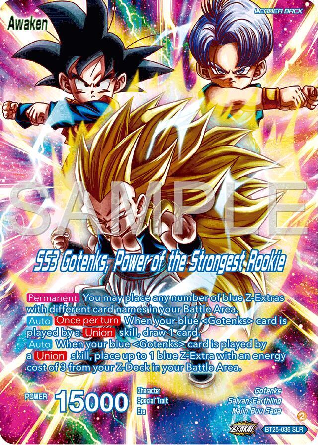 Gotenks // SS3 Gotenks, Power of the Strongest Rookie (SLR) BT25-036 card from Legend of the Dragon Balls