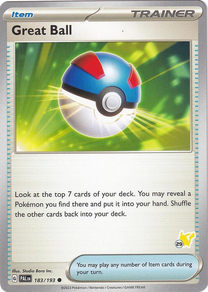 Great Ball - Pikachu 29 183/193 card from Battle Academy 2024