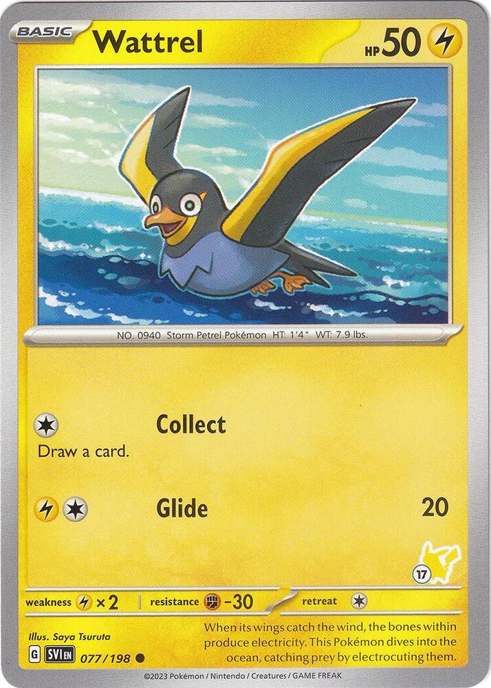Wattrel - Pikachu 17 077/193 card from Battle Academy 2024