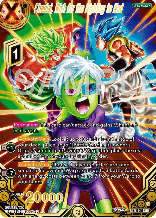 Cheelai, Wish for the Fighting to End (DBR) BT25-144 card from Legend of the Dragon Balls