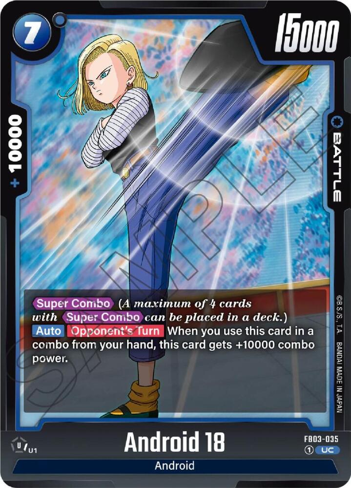 Android 18 FB03-035 card from Raging Roar