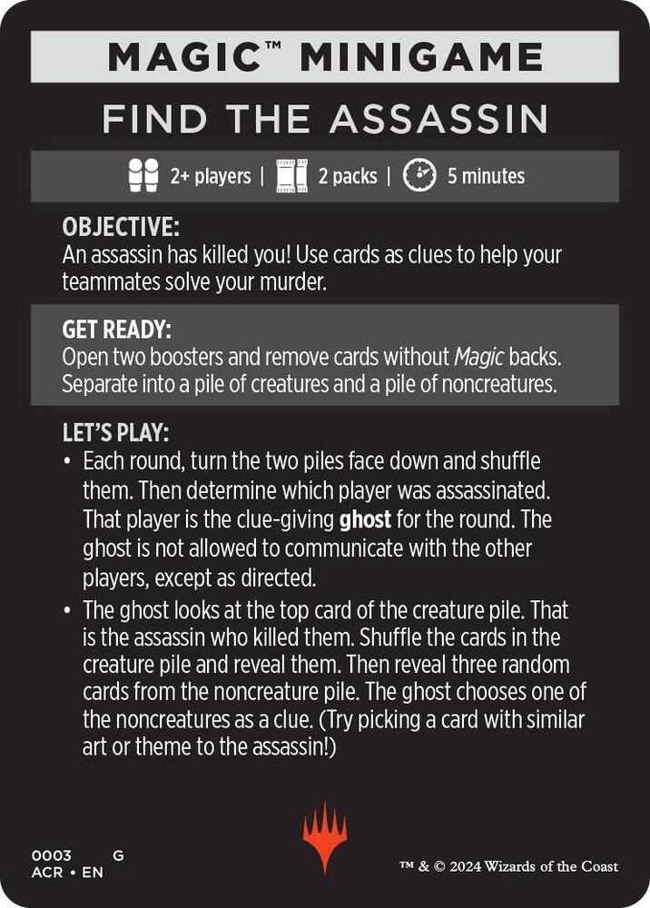 Magic Minigame: Find The Assassin 3 card from Universes Beyond: Assassin's Creed