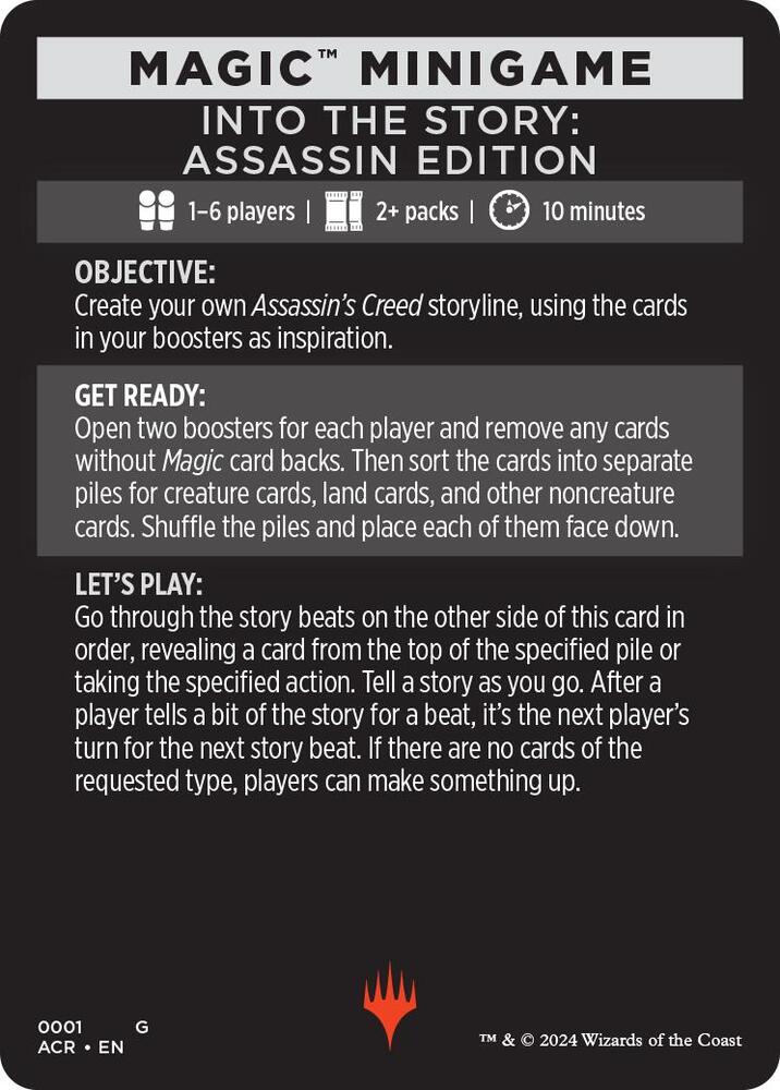 Magic Minigame: Into The Story: Assassin Edition 1 card from Universes Beyond: Assassin's Creed