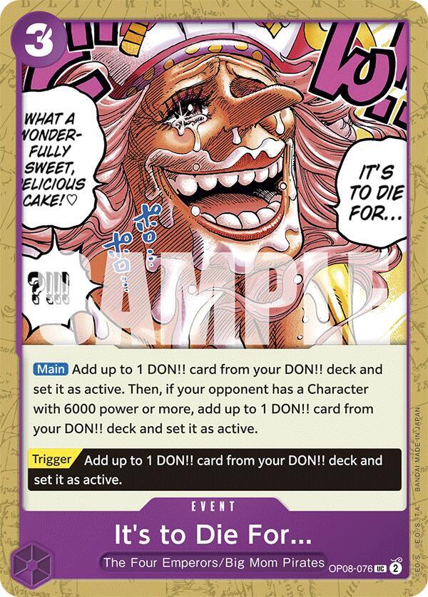 It's to Die For OP08-076 card from Two Legends