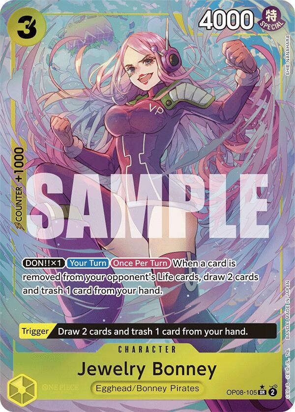 Jewelry Bonney (Parallel) OP08-105 card from Two Legends
