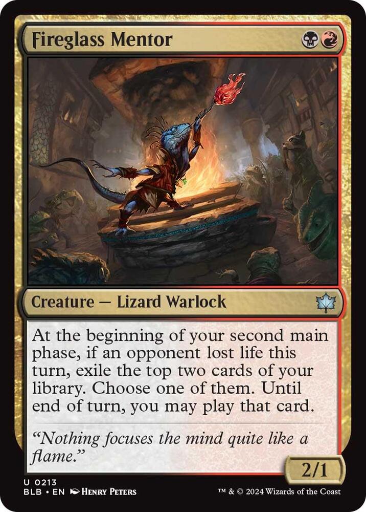 Fireglass Mentor 213 card from Bloomburrow
