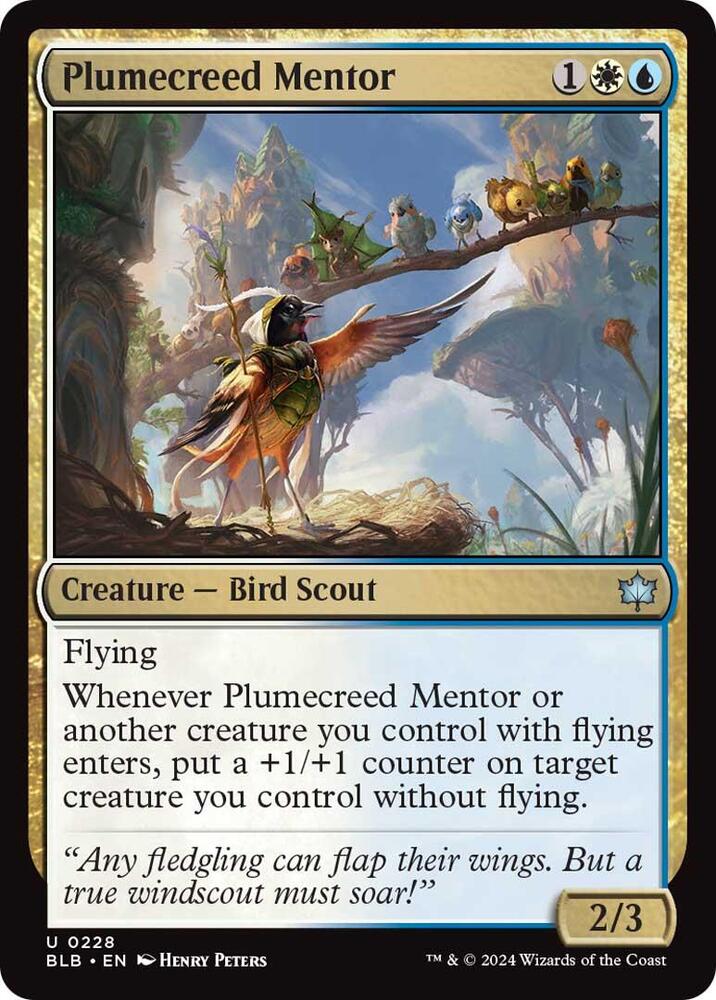 Plumecreed Mentor 228 card from Bloomburrow