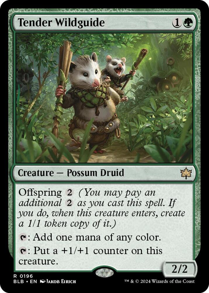 Tender Wildguide 196 card from Bloomburrow