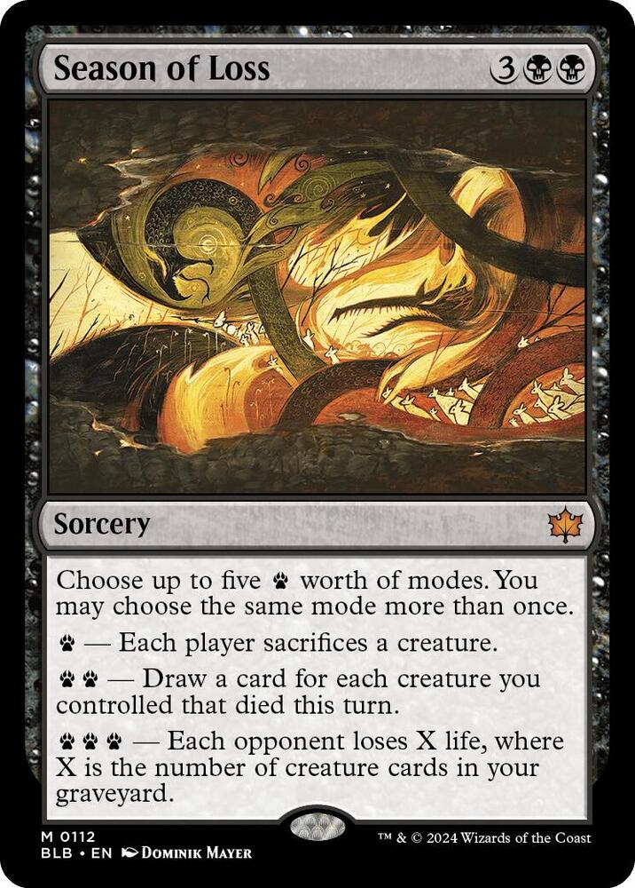 Season of Loss 112 card from Bloomburrow
