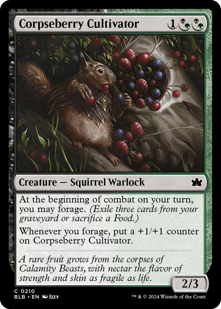 Corpseberry Cultivator 210 card from Bloomburrow