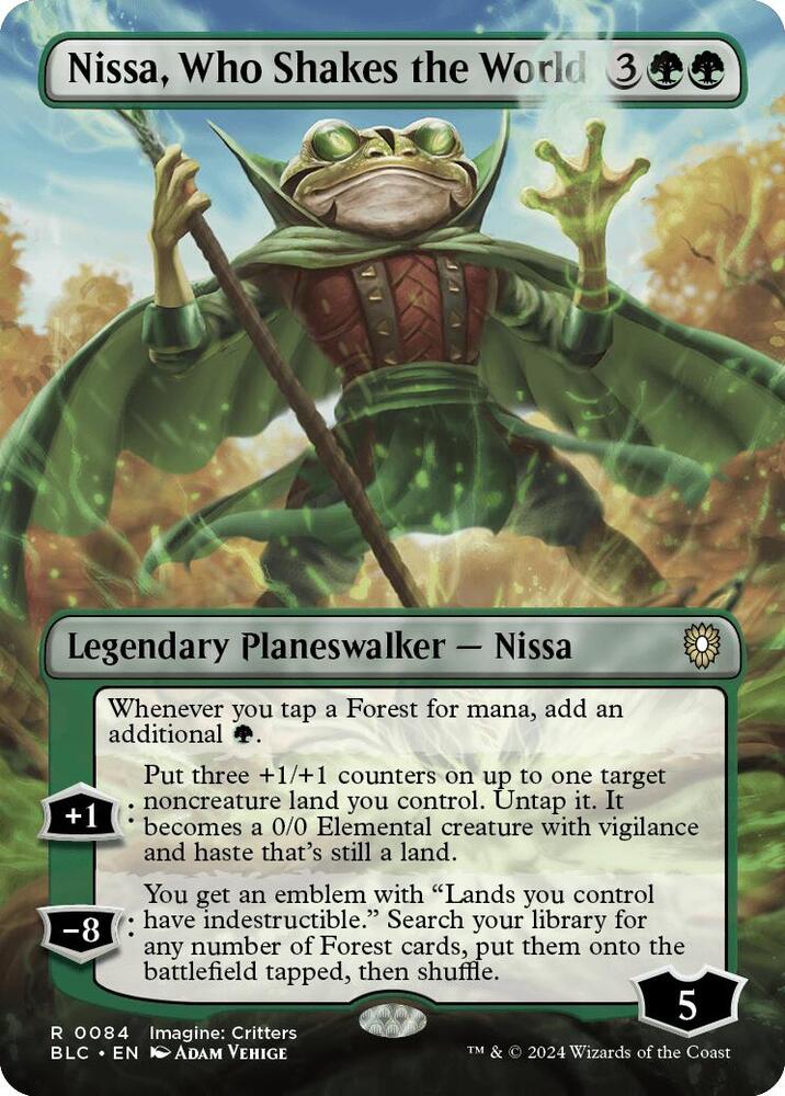 Nissa, Who Shakes the World (Borderless) 84 card from Commander: Bloomburrow