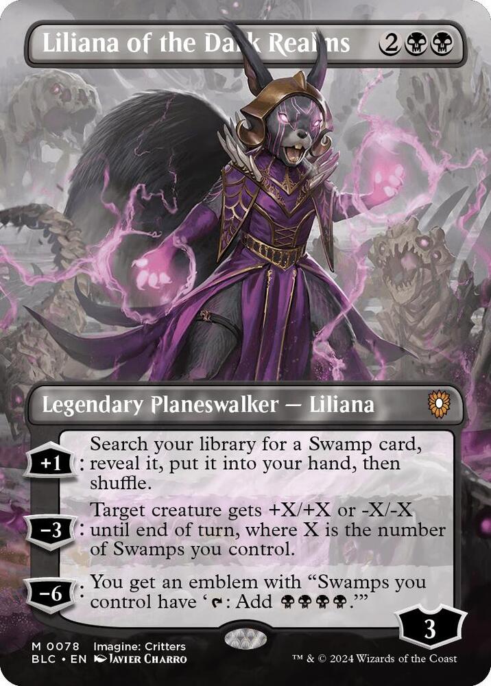 Liliana of the Dark Realms (Borderless) 78 card from Commander: Bloomburrow