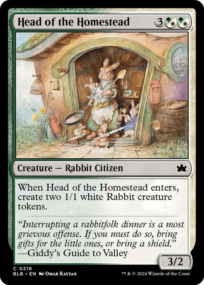 Head of the Homestead 216 card from Bloomburrow