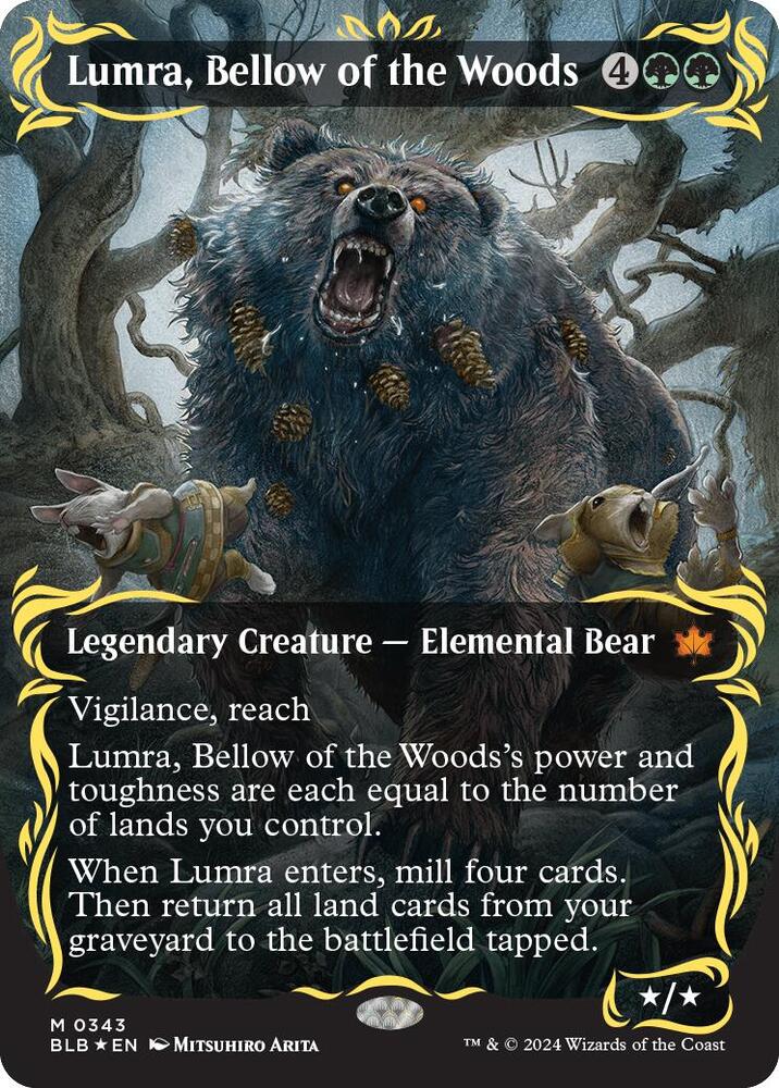Lumra, Bellow of the Woods (Borderless) (Raised Foil) 343 card from Bloomburrow