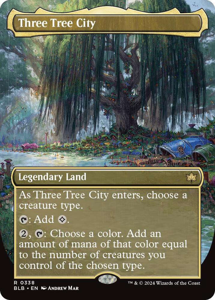 Three Tree City (Borderless) 338 card from Bloomburrow