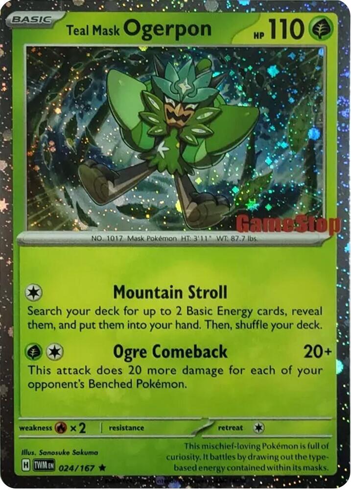 Teal Mask Ogerpon (Cosmos Holo) (Gamestop Exclusive) 024/167 card from Miscellaneous Cards & Products