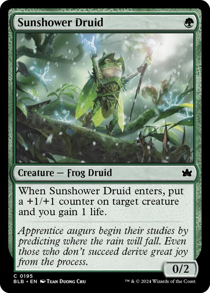 Sunshower Druid 195 card from Bloomburrow
