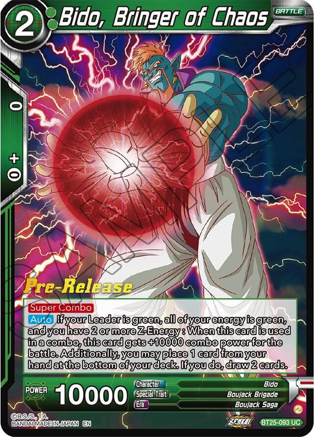 Bido, Bringer of Chaos BT25-093 card from Legend of the Dragon Balls Pre-Release Cards