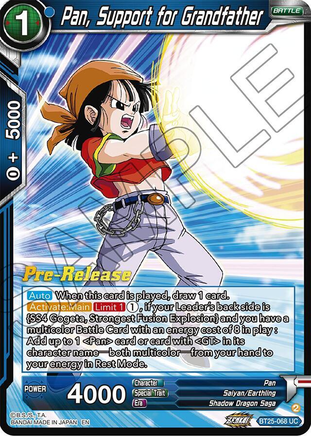 Pan, Support for Grandfather BT25-068 card from Legend of the Dragon Balls Pre-Release Cards