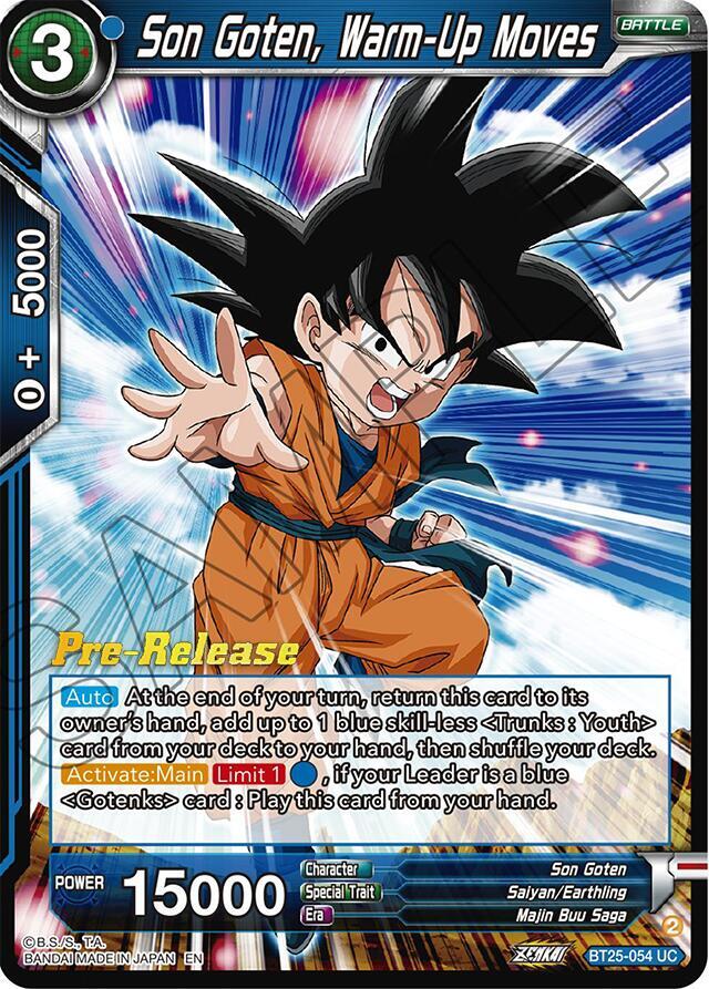 Son Goten, Warm-Up Moves BT25-054 card from Legend of the Dragon Balls Pre-Release Cards
