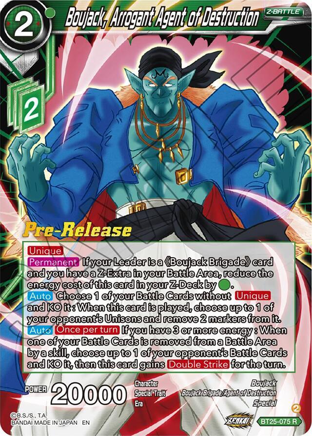 Boujack, Arrogant Agent of Destruction BT25-075 card from Legend of the Dragon Balls Pre-Release Cards