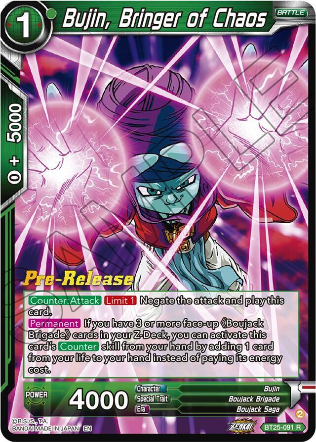 Bujin, Bringer of Chaos BT25-091 card from Legend of the Dragon Balls Pre-Release Cards