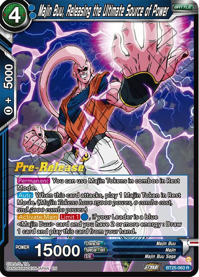 Majin Buu, Releasing the Ultimate Source of Power BT25-063 card from Legend of the Dragon Balls Pre-Release Cards