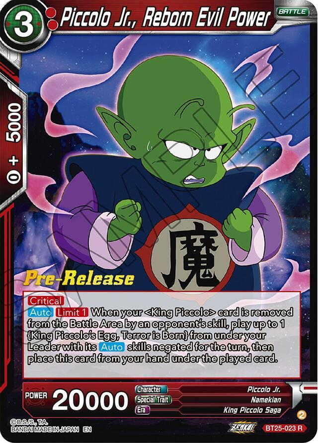 Piccolo Jr., Reborn Evil Power BT25-023 card from Legend of the Dragon Balls Pre-Release Cards