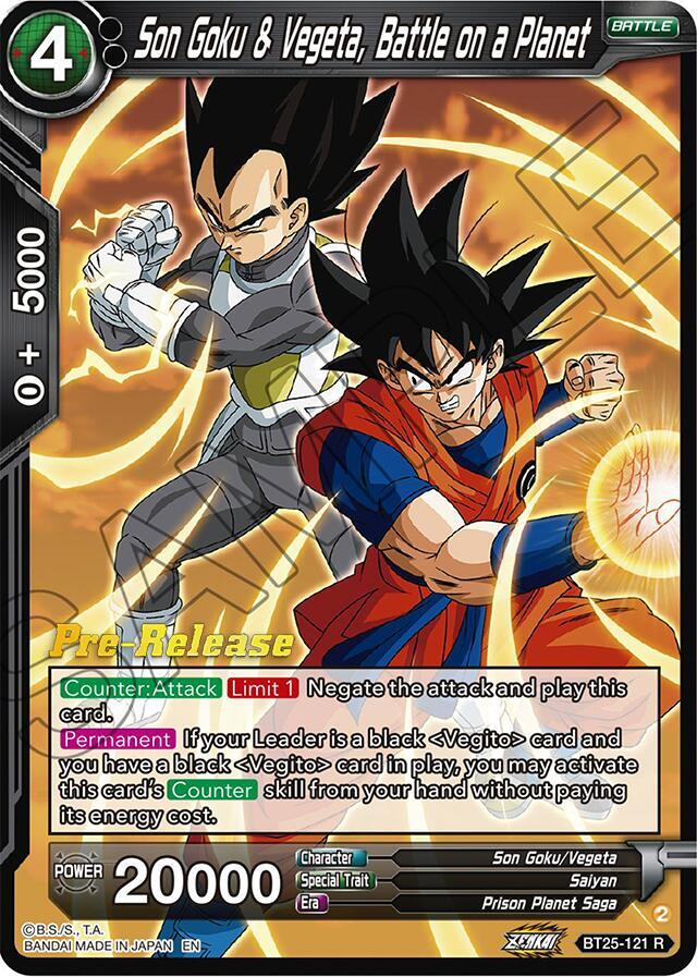 Son Goku & Vegeta, Battle on a Planet BT25-121 card from Legend of the Dragon Balls Pre-Release Cards