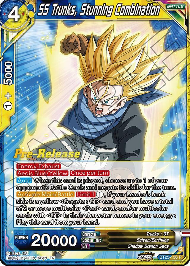 SS Trunks, Stunning Combination BT25-136 card from Legend of the Dragon Balls Pre-Release Cards