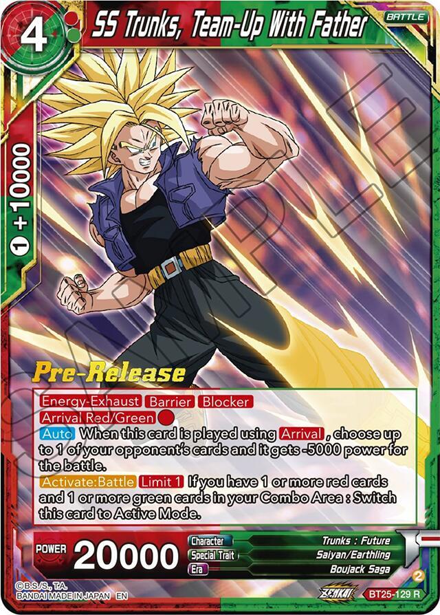 SS Trunks, Team-Up With Father BT25-129 card from Legend of the Dragon Balls Pre-Release Cards