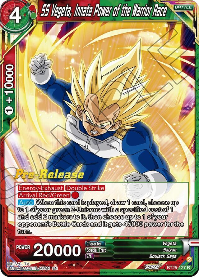 SS Vegeta, Innate Power of the Warrior Race BT25-127 card from Legend of the Dragon Balls Pre-Release Cards