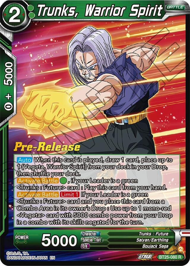 Trunks, Warrior Spirit BT25-080 card from Legend of the Dragon Balls Pre-Release Cards