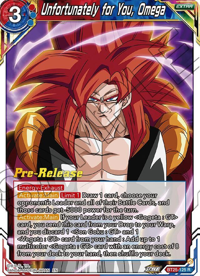 Unfortunately for You, Omega BT25-125 card from Legend of the Dragon Balls Pre-Release Cards