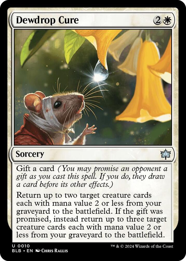 Dewdrop Cure 10 card from Bloomburrow