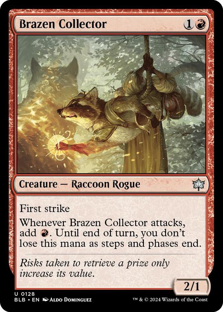 Brazen Collector 128 card from Bloomburrow