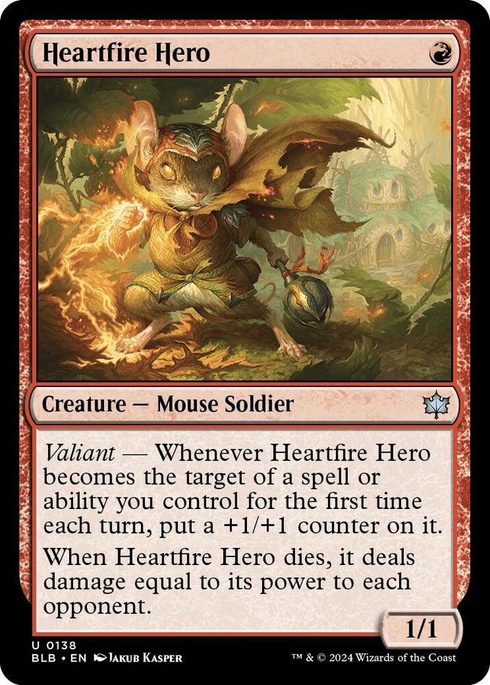 Heartfire Hero 138 card from Bloomburrow