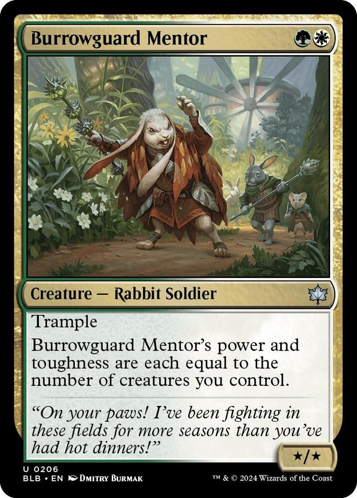 Burrowguard Mentor 206 card from Bloomburrow