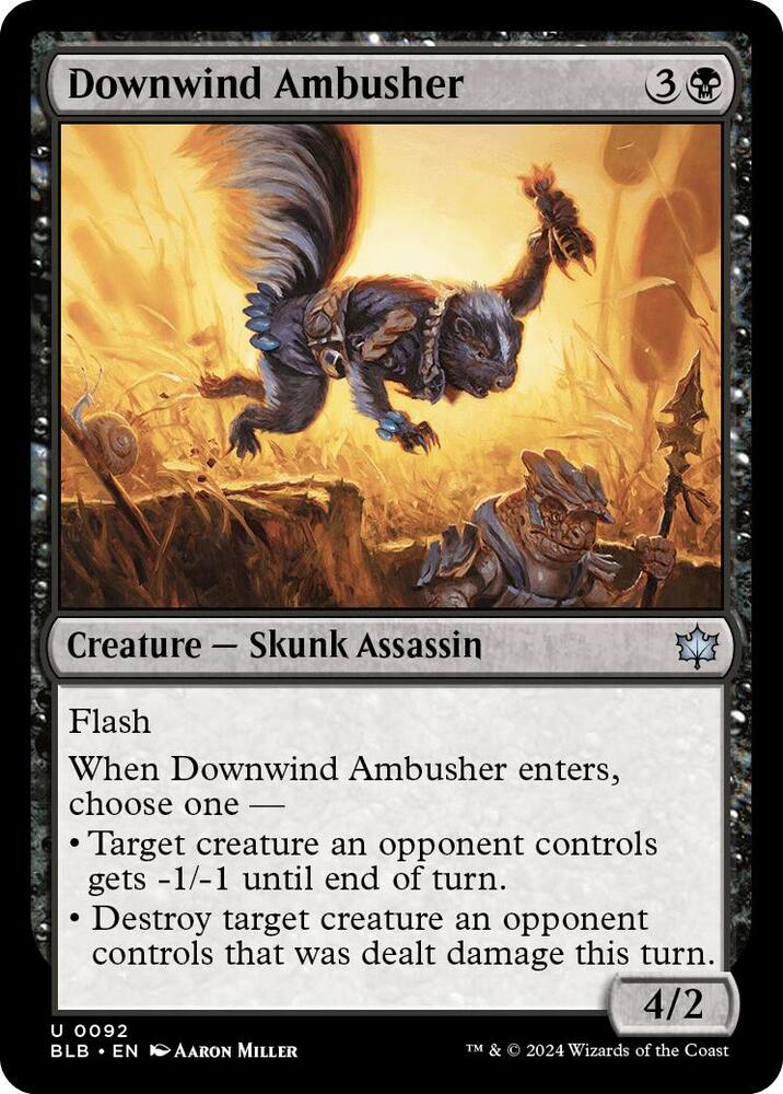 Downwind Ambusher 92 card from Bloomburrow