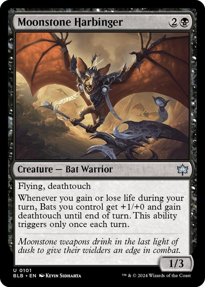 Moonstone Harbinger 101 card from Bloomburrow