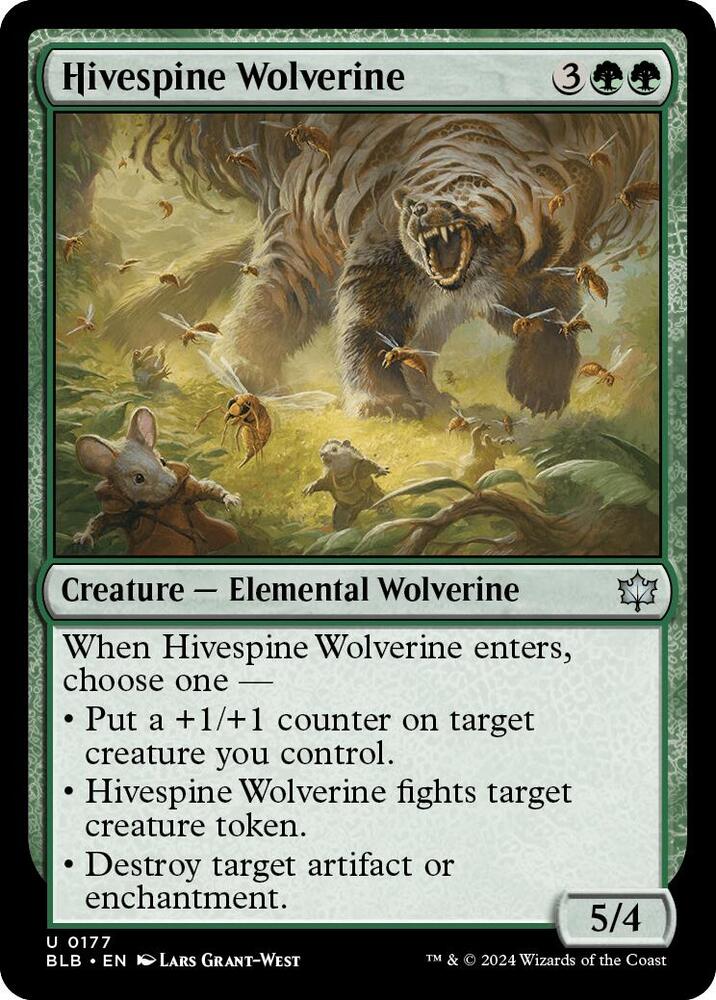 Hivespine Wolverine 177 card from Bloomburrow