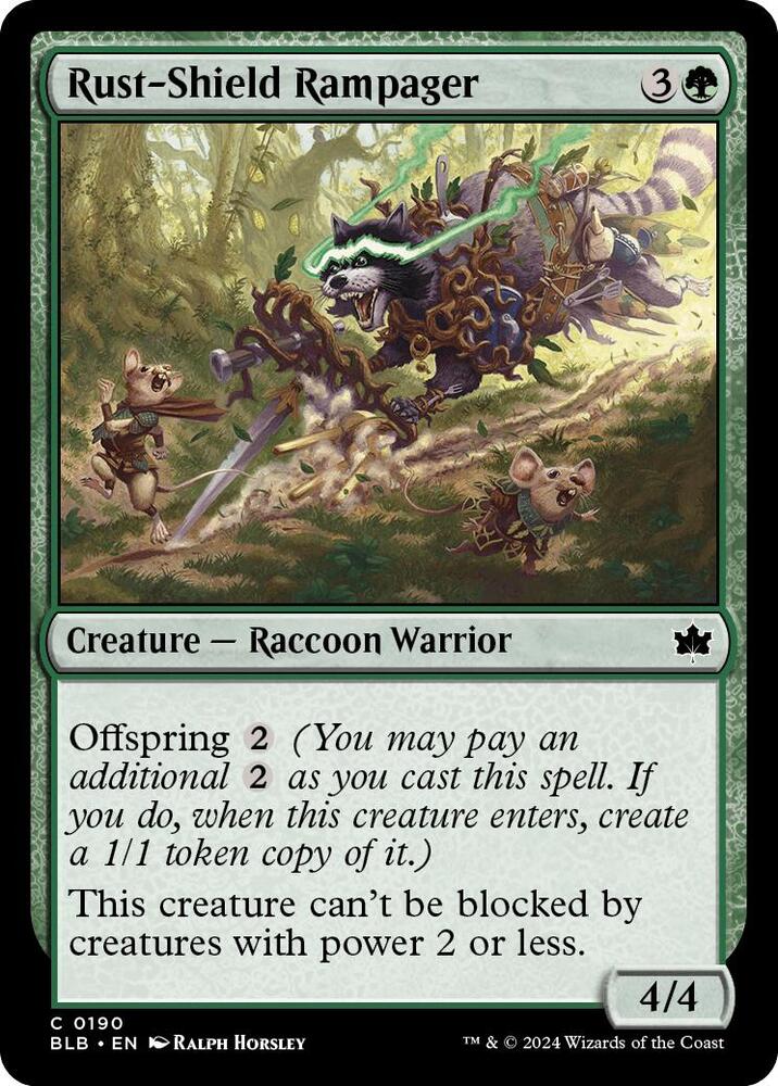 Rust-Shield Rampager 190 card from Bloomburrow