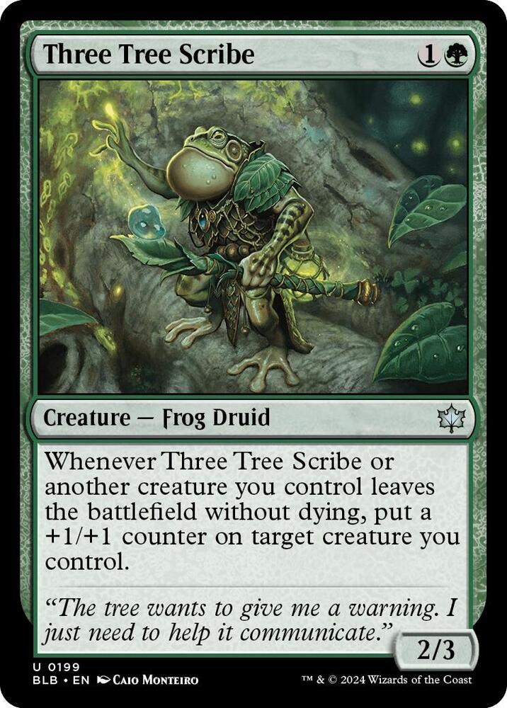 Three Tree Scribe 199 card from Bloomburrow