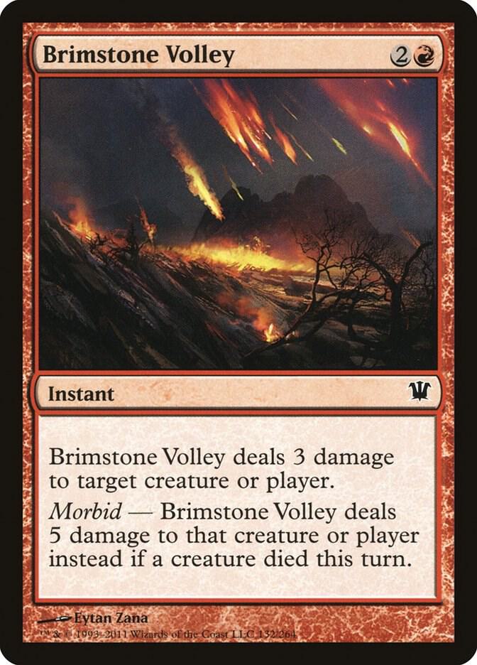 Brimstone Volley 132 card from Innistrad
