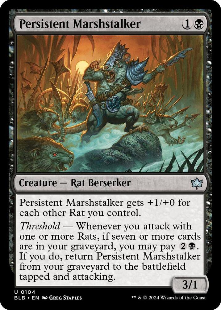 Persistent Marshstalker 104 card from Bloomburrow